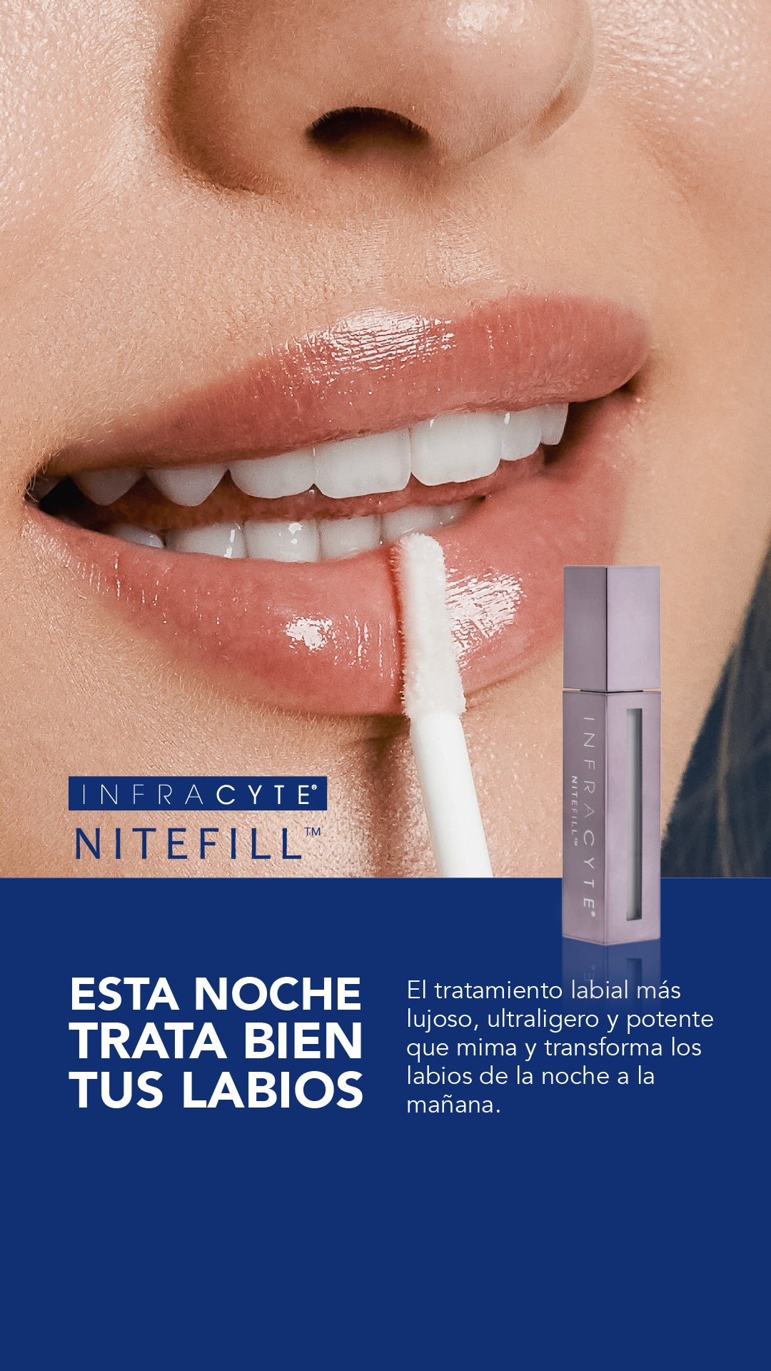 Infracyte NITEFILL / Potente voluminizador labial  para tratar las líneas verticales de los labios, las líneas de expresión y los labios agrietados.